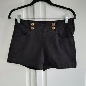 H&M DIVIDED Black Sailor Shorts with Gold Buttons,  size 4